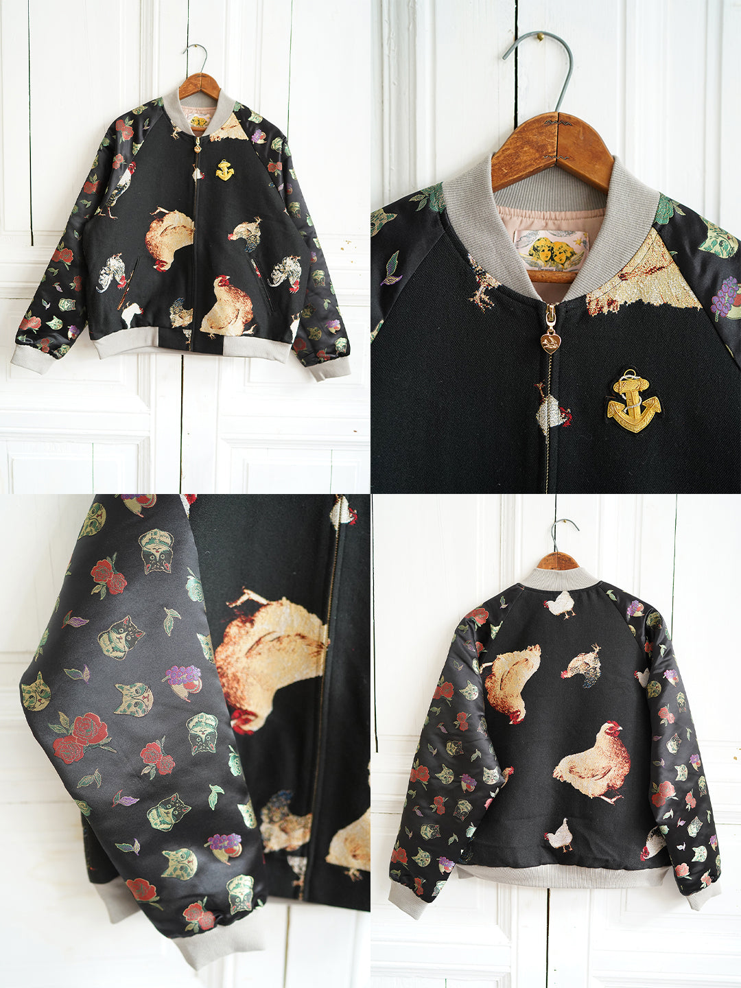 Unlogical Poem Cat Brocade Patchwork Yarn-dyed Souvenir Jacket
