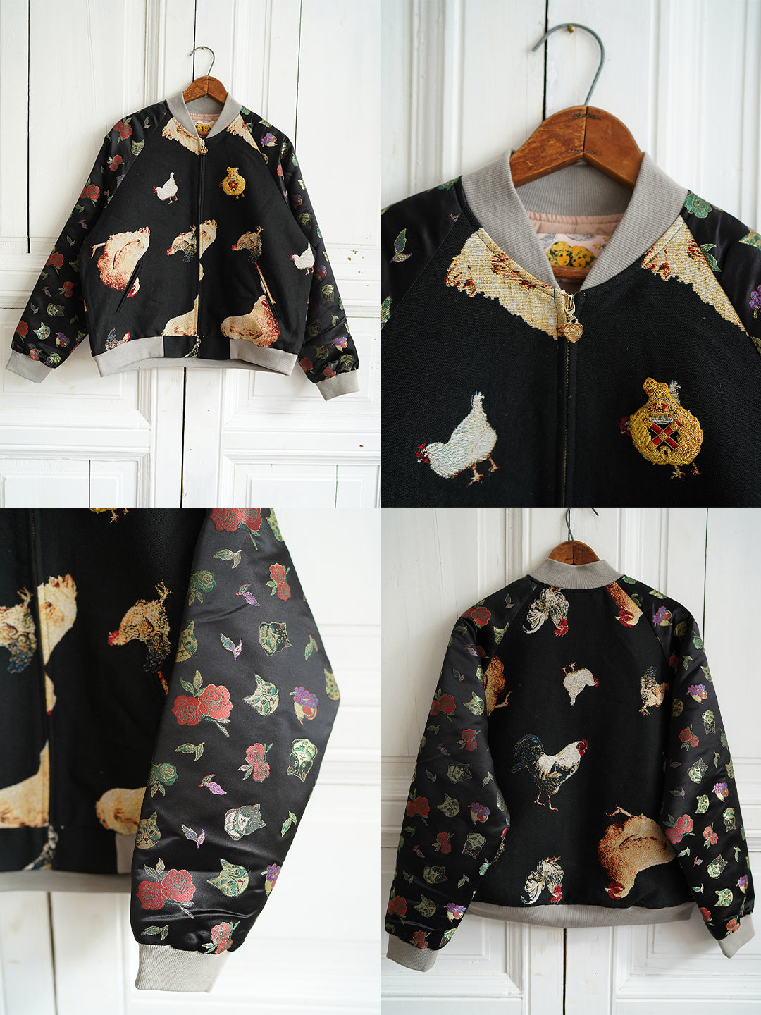 Unlogical Poem Cat Brocade Patchwork Yarn-dyed Souvenir Jacket