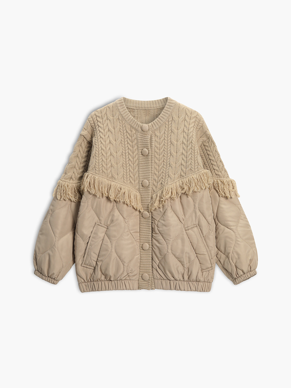 Cazel | Veste matelassée en tricot torsadé patchwork