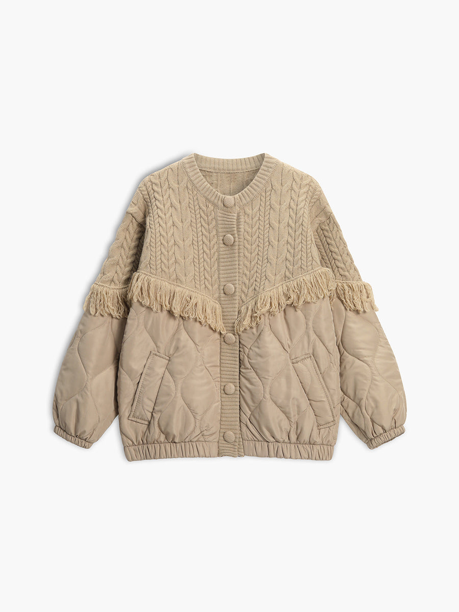 Cazel | Veste matelassée en tricot torsadé patchwork
