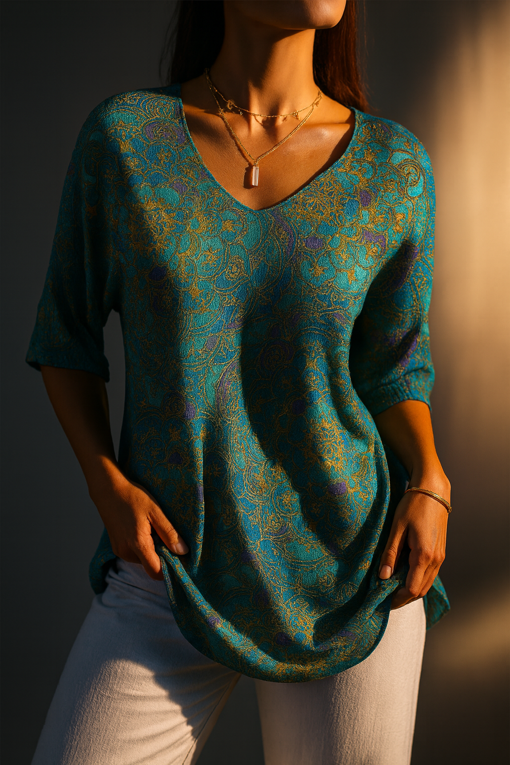 Bérangère™ — Blouse fluide élégante à imprimé raffiné